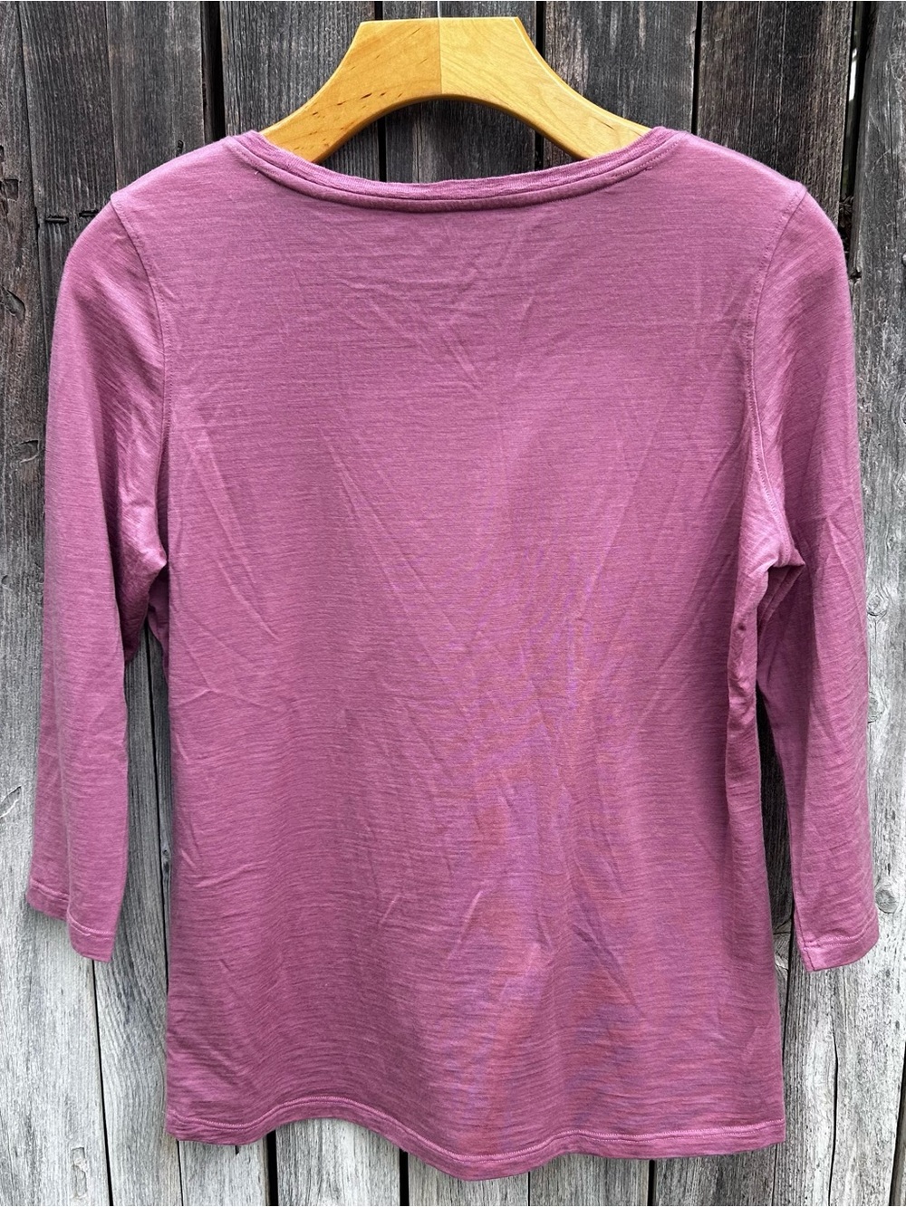 Woolx Jenny 3/4 Sleeve Crewneck Tee Shirt Merino Wool Blend Dusty Rose Pink S - Picture 7 of 13